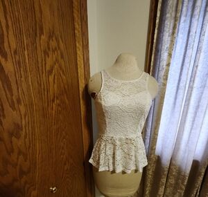 White Lace Peplum Top
